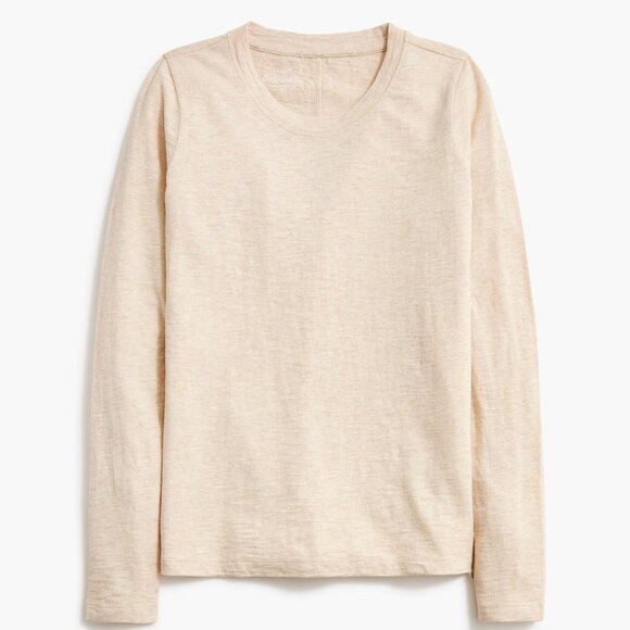 J. Crew Heather Oatmeal Long-Sleeve Crewneck Girlfriend Tee /NWT/M - Picture 4 of 15